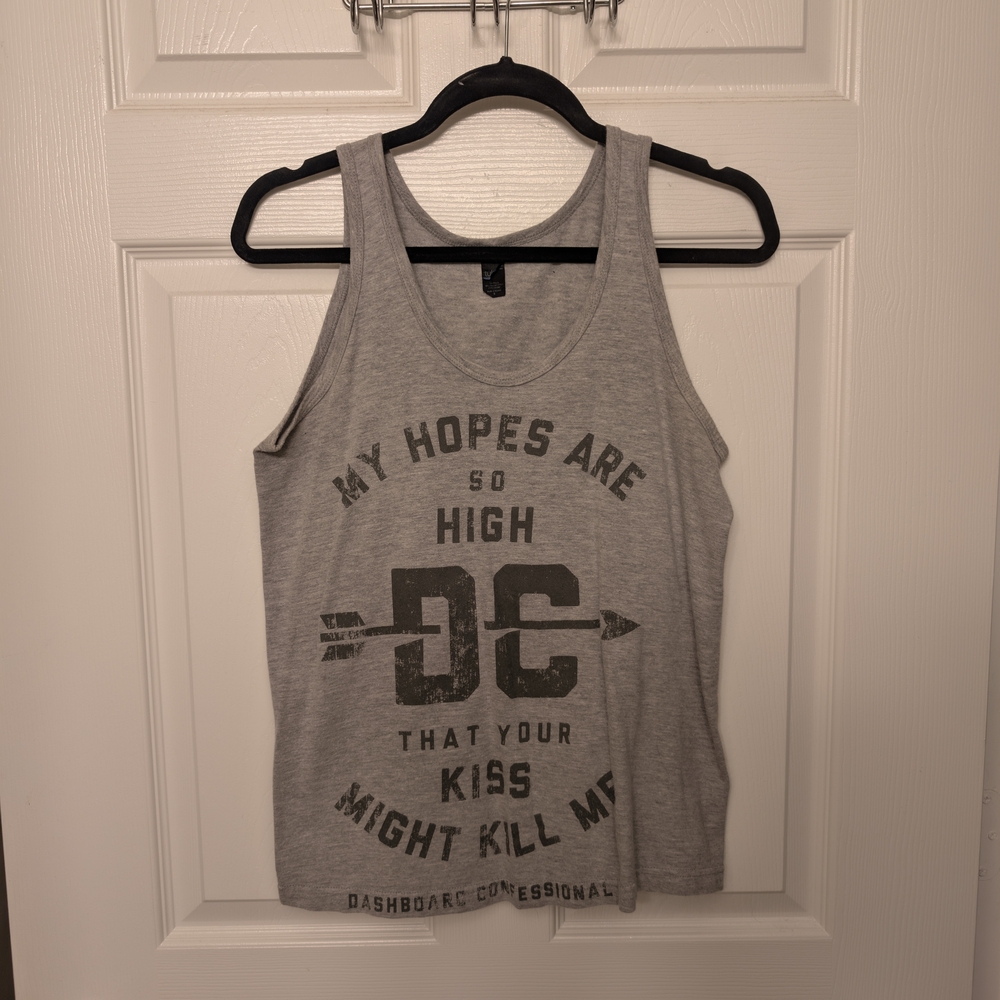 Dashboard Confessional Gray Lyric Graphic Tank Top